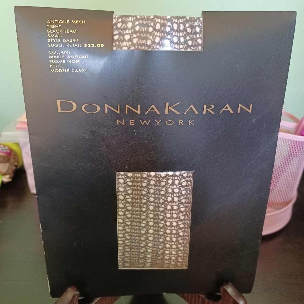 Donna Karan Antique Mesh Tights in Black Lead